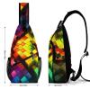 DWVTMNS Chest Bag Bold Color Blocks Printed Front Chest Pack Crossbody Pack for Hikingcycling Shopping Mountain Climbing view 2