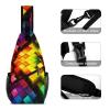 DWVTMNS Chest Bag Bold Color Blocks Printed Front Chest Pack Crossbody Pack for Hikingcycling Shopping Mountain Climbing view 3