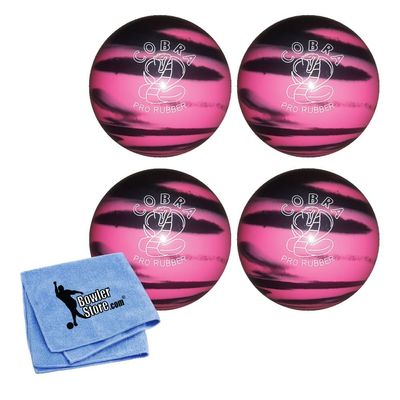 EPCO Candlepin Bowling Balls - Cobra Pro Rubber - Pink & Black (4 1/2 inch- 2lbs. 7oz.) 4 Balls