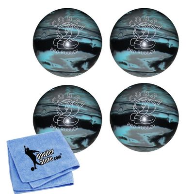 EPCO Candlepin Bowling Balls - Cobra Pro Rubber - Black, Light Blue & Grey (4 1/2 inch- 2lbs. 7oz.) 4 Balls