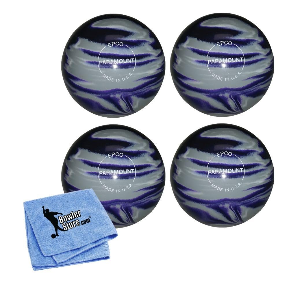 Bowlerstore Products EPCO Candlepin Bowling Ball- Marbleized - Purple, Grey & White (4 1/2 inch- 2lbs. 5oz.) 4 Balls