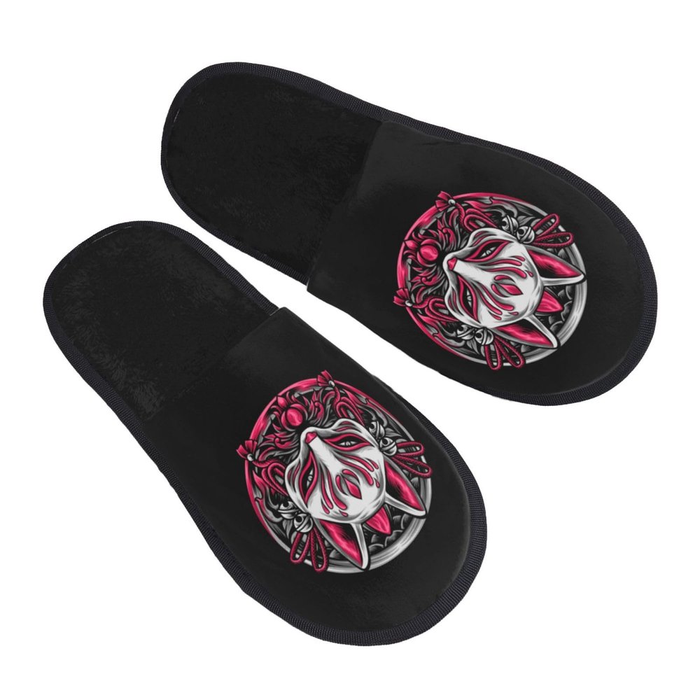 Masked Foxes Slippers Winter Indoor and Outdoor Slipper Warm Cozy Soft Lightweight House Shoes Fuzzy Slip-On Slipper Large