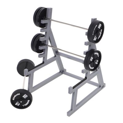 ibasenice Miniature Squat Rack Pen Holder with Barbell Pen, Dollhouse Gym Furniture, Office Desk Decor, Black Plastic, 6.29x4.72x3.93 Inches, Set of 4 for Home, Office, Car