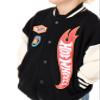 Hot Wheels Boys Bomber Jacket | Kids Flame Logo Graphic Print Varsity Jacket in Black | Childrens Baseball Jacket view 4