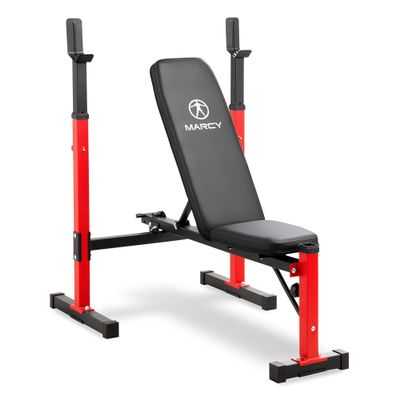 Marcy Foldable Deluxe Standard Weight Bench with Adjustable Back and Bar Catch, Personal Home Gym for Strength Training, Weightlifting MWB-5511