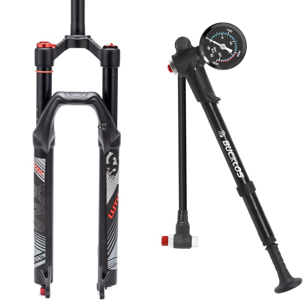BUCKLOS 27.5inch MTB QR Manual Air Suspesion Fork & Bike Shock Pump for Front Air Suspension Fork Rear Shocks Bicycle Tire Pump