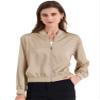 Allegra K Women's Jacket Zip Up Coat Long Sleeve Outerwear Casual Lightweight Top X-Small Champagne view 1