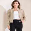 Allegra K Women's Jacket Zip Up Coat Long Sleeve Outerwear Casual Lightweight Top X-Small Champagne view 2