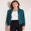 Allegra K Women's Jacket Zip Up Coat Long Sleeve Outerwear Casual Lightweight Top X-Small Blue Green view 2