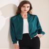 Allegra K Women's Jacket Zip Up Coat Long Sleeve Outerwear Casual Lightweight Top X-Small Blue Green view 3