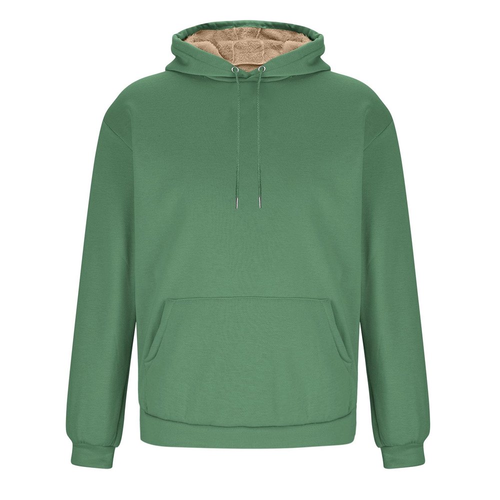 XUNRYAN Hoodies for Men Heavyweight Fleece Sweatshirt Thick Pullover Warm Hooded Sherpa Jackets Long Sleeve Shirts Outerwear