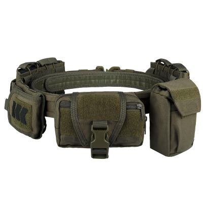 YAKEDA Tactical Battle Belts for Men- Quick Release Trigger Airsoft Belt Heavy Duty Belts with Pouches 7 PCS (Green)