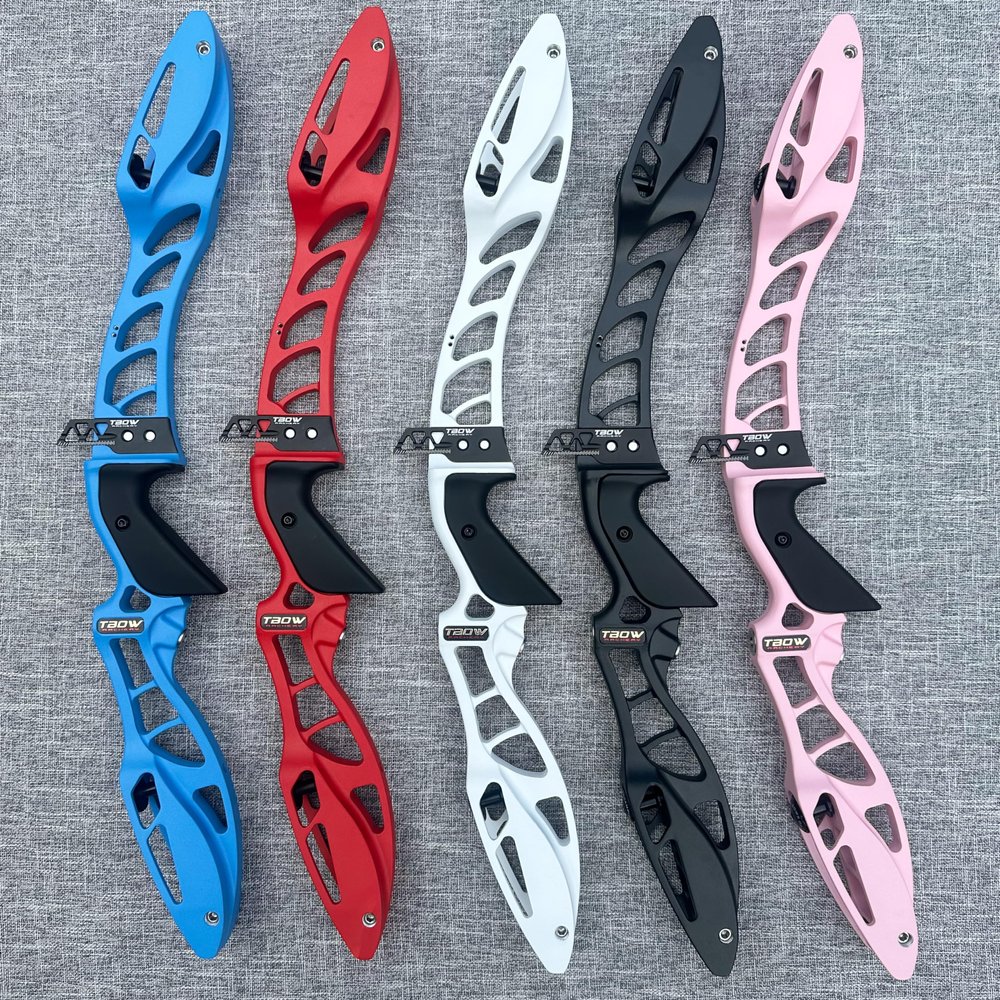 25" F-Interface Recurve Bow Riser Aluminum Alloy Bow Handle Suitable for 66/68/70/72inch Bows American Hunting Right Handed Bow Grip for Outdoor Archery Shooting (Blue)