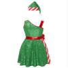Moggemol Christmas Santa Claus Costume for Women Sequins Dance Dress with Santa Hat Xmas Party Outfit Dancewear Green X-Large view 4