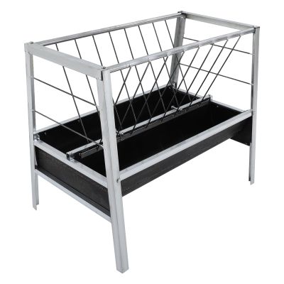 Pasture Grain & Hay Feeder, 43 Gallon Capacity Livestock Feeder, Goats, Calves, Cow, Hay Feeder, Steel Frame & Deeper Feeding Pan