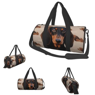 Gym Bags Small Dachshund Dog Duffel Bag Overnight Bag with Shoe Compartment Carryon Bag for Men Women