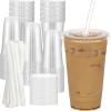 Dealusy 100 Pack - 24 oz Clear Plastic Cups with Lids and Straws view 1