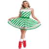 Moggemol Women Christmas Candy Cane Dance Costume Sleeveless Striped Mesh Ballet Tutu Figure Skating Dance Dress Green Large view 1