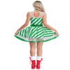 Moggemol Women Christmas Candy Cane Dance Costume Sleeveless Striped Mesh Ballet Tutu Figure Skating Dance Dress Green Large view 2