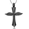 AIWENXI Cross Wing Cremation Jewelry Urns Necklaces for Ashes Memorial Ash Holder Pendant Keepsakes Urns Necklaces Jewelry for Men Women view 1