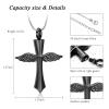 AIWENXI Cross Wing Cremation Jewelry Urns Necklaces for Ashes Memorial Ash Holder Pendant Keepsakes Urns Necklaces Jewelry for Men Women view 2