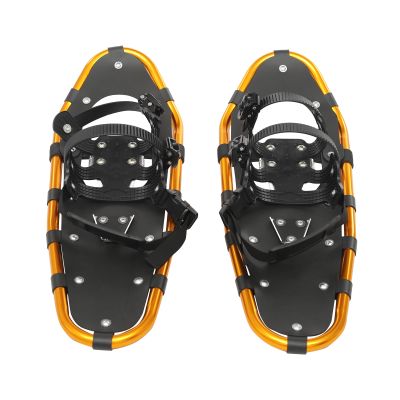 25 Inch Snowshoes & Trekking Poles Bundle for Men, Women, and Youth, All Terrain Snow Shoes with Adjustable Binding, Carry Bag and Lightweight Aluminum Walking & Hiking Poles (Gold B)