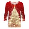 2024 Christmas Shirts for Women Christmas Tree T-Shirts Xmas Gifts 3/4 Length Sleeve Tops Graphic Tees Tunic Pullover view 2