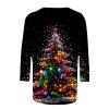 2024 Christmas Tree Shirts for Women Plus Size T-Shirts Xmas Gifts 3/4 Length Sleeve Tops Graphic Tees Tunic Pullover Holiday Outfit view 4
