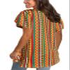 Afibi Womens Print Shirt African Dashiki Short Sleeve V Neck Loose Tunic Tops (XXX-Large, Green) view 4