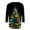 2024 Christmas Shirts for Women Christmas Tree T-Shirts Xmas Gifts 3/4 Length Sleeve Tops Graphic Tees Tunic Pullover view 4
