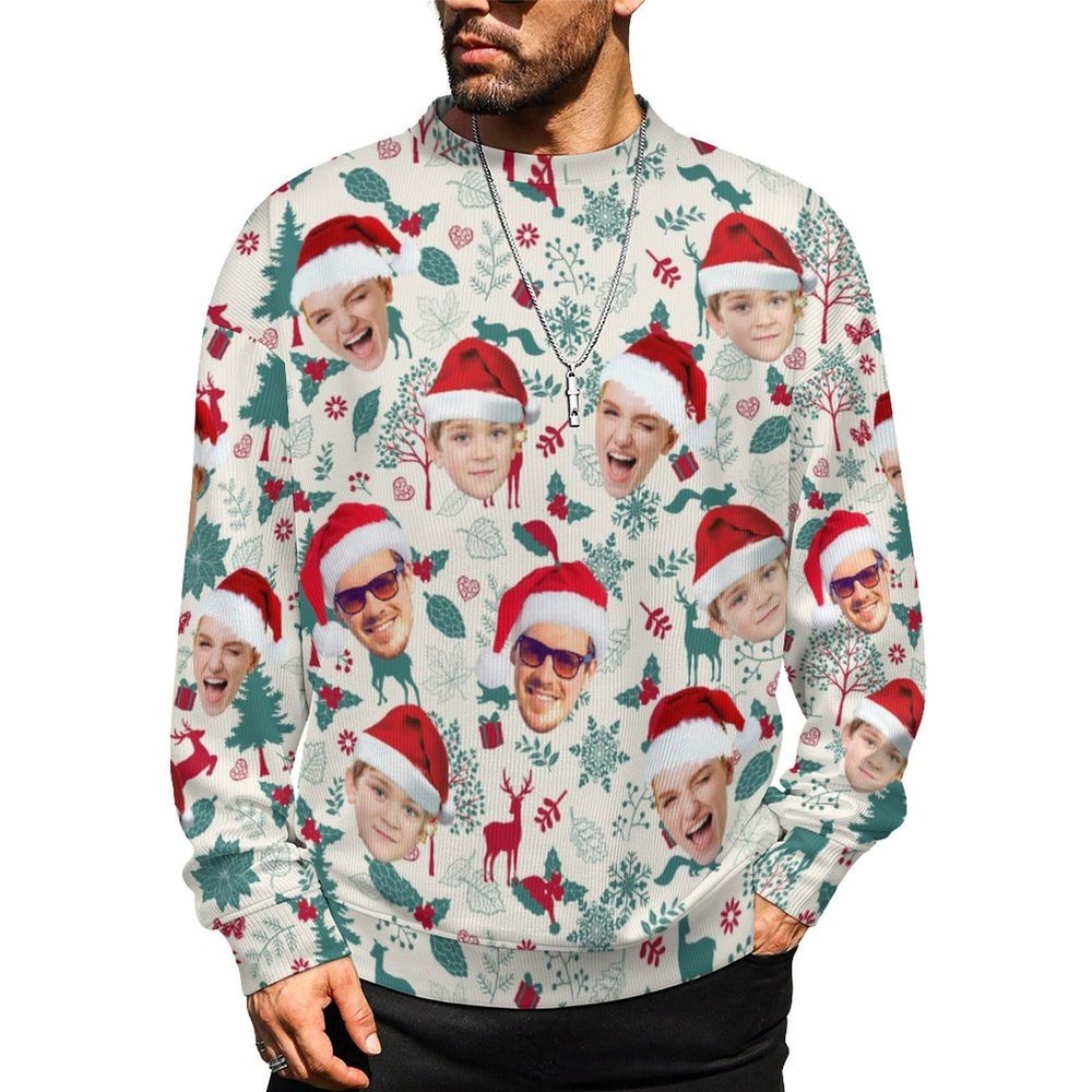 M YESCUSTOM Custom Mens Ugly Christmas Sweaters Personalized Face Sweater for Men Women Funny Knit Pullover Sweatshirt(S-5XL)