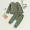 Tiacham Tiaham Baby Boy Clothes Girl Outfits Fashion Sweatshirt Sweat Pant Kids Toddler Tops Pant Sets (Olive Green, 0-6 Months) view 3