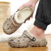 SECHRITE Men's Fur Lined Clogs Winter Fuzzy Slippers Wide Width Slip on Mules Cushion Footbed Warm Home House Sandals with Adjustable Back Strap Outdoor Rubber Mules Removable Fleece Lining Khaki 44 view 2