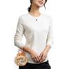 Freaswind Dralon Solid Crewneck Tops for Women Autumn Winter Thermal Underwear Warm Long-Sleeved Shirt White view 1