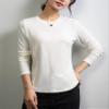 Freaswind Dralon Solid Crewneck Tops for Women Autumn Winter Thermal Underwear Warm Long-Sleeved Shirt White view 2