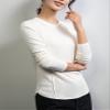 Freaswind Dralon Solid Crewneck Tops for Women Autumn Winter Thermal Underwear Warm Long-Sleeved Shirt White view 3