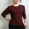 Freaswind Dralon Solid Crewneck Tops for Women Autumn Winter Thermal Underwear Warm Long-Sleeved Shirt Red view 2