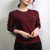 Freaswind Dralon Solid Crewneck Tops for Women Autumn Winter Thermal Underwear Warm Long-Sleeved Shirt Red view 3
