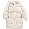 Kids Winter Coat Boys Girls Long Lightweight Hooded Puffer Jacket Thicken Warm Padded Down Coat (Beige #1, 4-5 Years) view 1