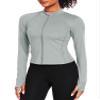 CADMUS Butterluxe Women's Workout Jackets Long Sleeve Full Zip Sportswear Crop Tops with Thumb Holes for Running, Yoga, Athletic, 42, Grey,Medium view 3