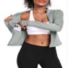 CADMUS Butterluxe Women's Workout Jackets Long Sleeve Full Zip Sportswear Crop Tops with Thumb Holes for Running, Yoga, Athletic, 42, Grey,Medium view 4