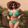 ZAFUL Women's Triangle Bikini Floral String Bikini Set Two Piece Swimsuit Bathing Suits (1-Grass Green, S) view 4