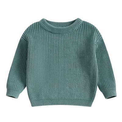 Karwuiio Toddler Baby Girl Boy Knit Sweater Round Neck Long Sleeve Pullover Sweatshirt Fall Winter Clothes (Lake Green, 12-18 Months)