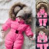 AIMAOMI Baby Snowsuit Newborn Winter Unisex Jumpsuit Infant Hooded Double Zipper Romper Girls (Hot Pink, 18-24 Months) view 2