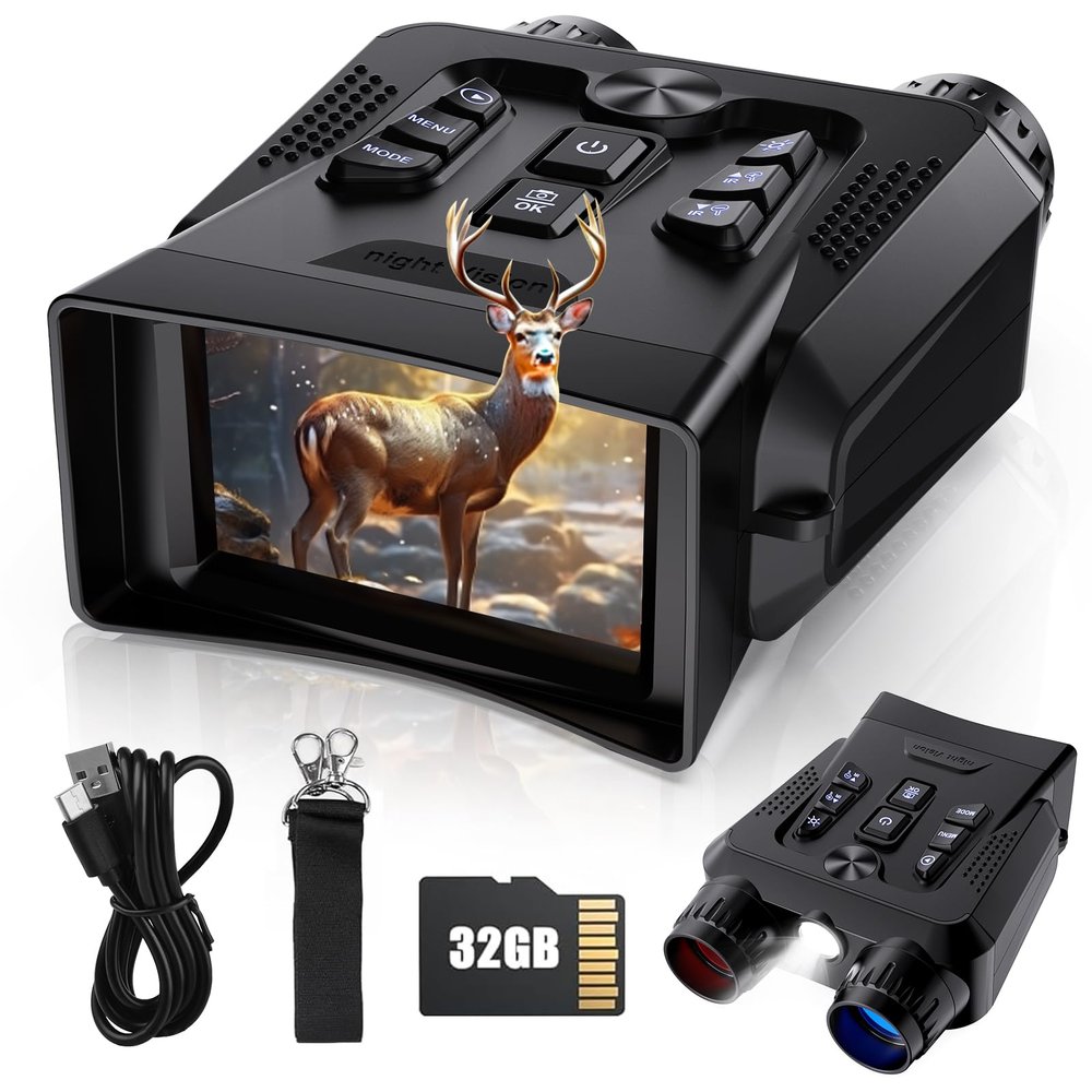 Night Vision Goggles - 4K Night Vision Binoculars for Adults, 3.0 HD Screen 9 Gear Infrared Monocular Camping Night Vision Scope for Men with 32GB TF Card