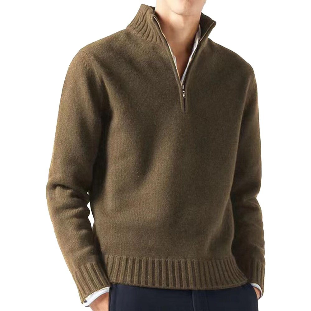 Gsywaipei Men's Mock Neck Knit Pullover Soft Casual Slim Fit Knits Sweaters Quarter Zip Solid Male Knitted Sweater (Green1,X-Large)
