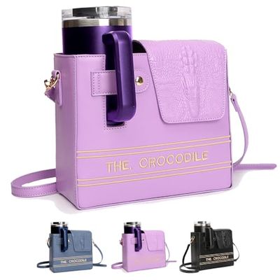 2026 New Stanley Purse Cup Holder Bag Crossbody Water Cup Storage Bag Portable Cups Purses Stanley Cup Purse Holder 40 Oz Perfect Valentines Day Gift (Purple-B)