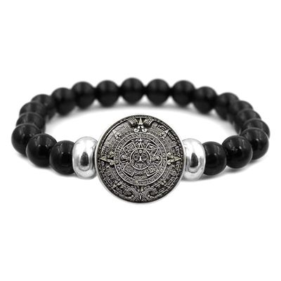 BOMUKE Aztec Calendar Mexico Art Leather Bracelet for Women Men