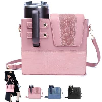 2026 New Stanley Purse Cup Holder Bag Crossbody Water Cup Storage Bag Portable Cups Purses Stanley Cup Purse Holder 40 Oz Perfect Valentines Day Gift Gift (Pink-A)