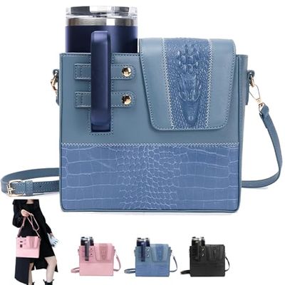 2026 New Stanley Purse Cup Holder Bag Crossbody Water Cup Storage Bag Portable Cups Purses Stanley Cup Purse Holder 40 Oz Perfect Valentines Day Gift (Blue-A)